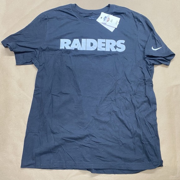 Nike NFL Oakland Raiders Sideline Fast Wordmark Black T-Shirt XL X-Large - Picture 1 of 10